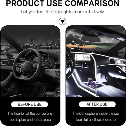 Car LED Strip Light, 12V 48 LED Interior Atmosphere Lights Under Dash Ambient Night Light, Universal Auto Interior Decorative Lamp with USB Port, Car Accessories (White, Cigarette Lighter)