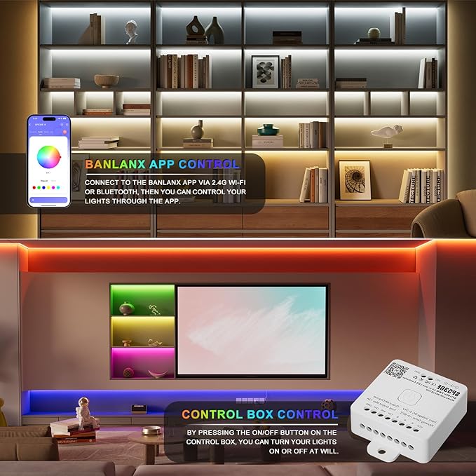 MIWISE LED Controller Smart LED Driver Dimmer WiFi+Bluetooth Dimmable 12-in-1 for PWM+SPI COB/SMD/5050 LED Strip Lights Single Color CCT RGB RGBW RGBCCT Tape Light DC5V 12V 24V,Work with Alexa/Google