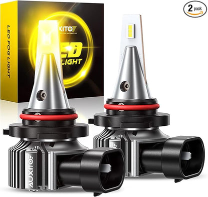 AUXITO H10/9145 3000K Golden Yellow LED Fog Light Bulbs 18000LM, 1000% Brighter Amber Fog Lights Kit, 1:1 OEM Replacement for Cars Trucks SUVs, 3-Min Install, IP68 Waterproof, Pack of 2