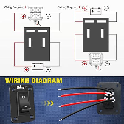 Nilight ON-Off Switch Panel 4 PIN DPST Toggle Switches Panel 12V 20A Black Anodized Aluminium Switch Shell Bracket with Screws Ternimals Jumper Wires Set for Cars Trailers Boats RV Camper