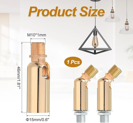 MECCANIXITY Sloped Ceiling Adapter, 180 Degree 46x15mm M10 Fine Thread Sloped Ceiling Light Fixture Adapter Kit for Ceiling Pendant Light Chandelier Track Suspend(Gold)
