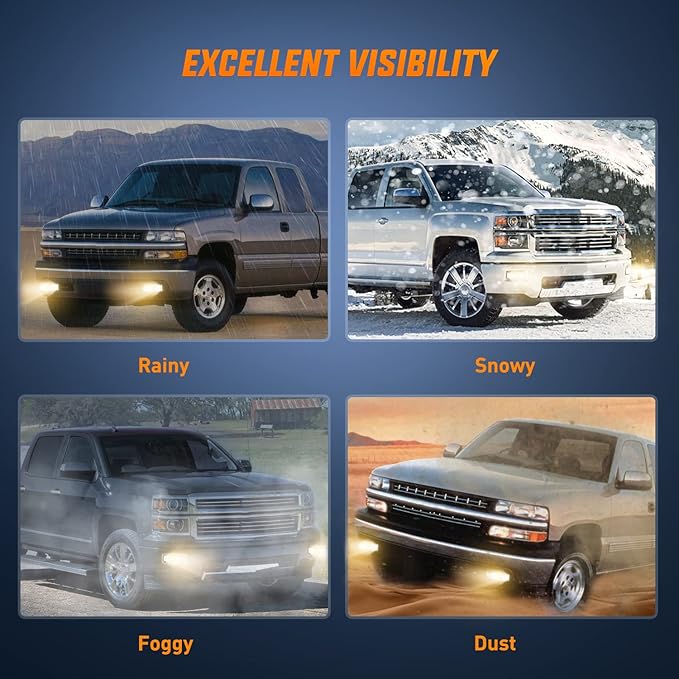 Nilight Fog Light Assembly Compatible with 1999 2000 2001 2002 Chevy Silverado 1500 2500 2001-2002 3500 2000-2006 Suburban Tahoe Clear Lens