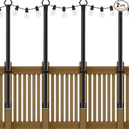 NUERPO 4 Pack String Light Poles,5Ft Metal Poles for Outdoor String Lights,Outdoor Light Poles with Post,Poles/Stand for Outside,Patio,Deck,Backyard,Garden Wedding,Party