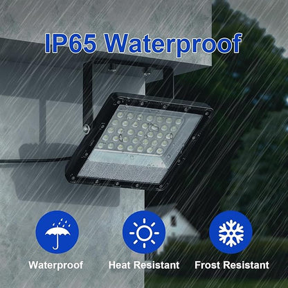 100W Flood Lights Outdoor, 15000lm Bright LED Work Light with Plug, 5000K Daylight White Outdoor Lights, IP65 Waterproof Security Lights for Yard Garage Stadium Playground 2 Pack AC100-120V Voltage