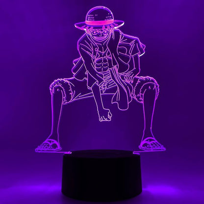 Otaku Lamps Luffy One Piece – Anime Lamp Figure Night Light, 16 Color RGB LED – 3D Anime Room Décor Gift for Otaku