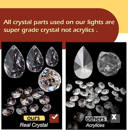 Ganeed Crystal Chandeliers,Vintage 8 Lights Pendant Light,K9 Clear Crystal Chandelier Lighting Fixtures,Ceiling Light for Living Room Bedroom Restaurant Porch Hallway (Black)