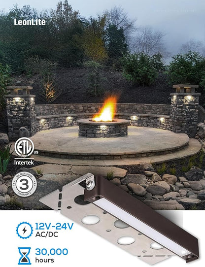 LEONLITE 7 Inch LED Hardscape Lighting, Update Retaining Wall Lights, LED Landscape Lighting, 12-24V AC/DC Paver Light Low Voltage, 3W/4W/5W Dimmable Outdoor Step Lights, 5000K Daylight, ETL, 4 Pack