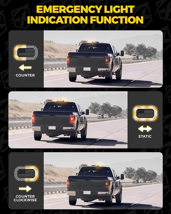 Xprite White Amber Rooftop Emergency Strobe Light Bar, US Flag Beacon Safety Flashing Warnin Lights w/Control Panel Magnetic Base for Construction Trucks Plows Postal Security Cars