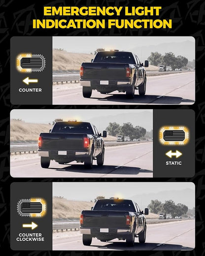 Xprite White Amber Rooftop Emergency Strobe Light Bar, US Flag Beacon Safety Flashing Warnin Lights w/Control Panel Magnetic Base for Construction Trucks Plows Postal Security Cars