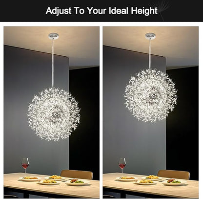 Modern Firework Chrome Crystal Chandeliers, Sputnik Dandelion Chandelier Light Fixture Pendant Lighting for Living Room, Dining Room, Restaurant, Bedroom, Kitchen- 16 Lights