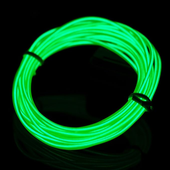 lychee 9ft EL Wire Neon Glowing Strobing Electroluminescent Light El Wire w/Battery Pack for Parties, Halloween Decoration (Jade Green)