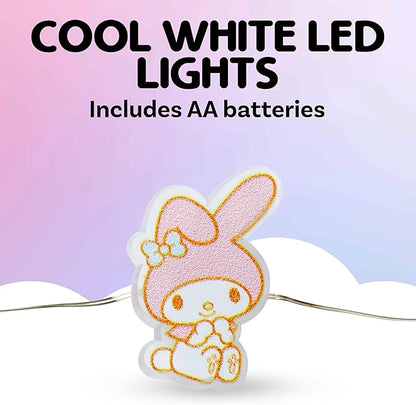 Silver Buffalo Sanrio Hello Kitty and Friends My Melody 20ct Decorative String Lights, 7 Feet Long, Battery Powered (2 AA Batteries Included), Cool White LED, Indoor Use Only