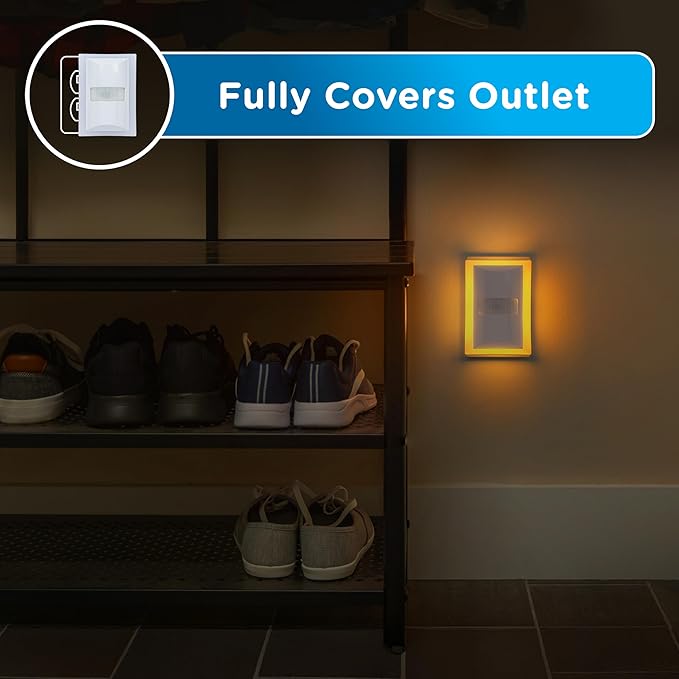 Enbrighten SleepLite LED Night Light Motion Sensor Nightlight Dusk to Dawn Amber Lights Ambient Lighting Room Decor for Bedroom Baby Nursery Bathroom White