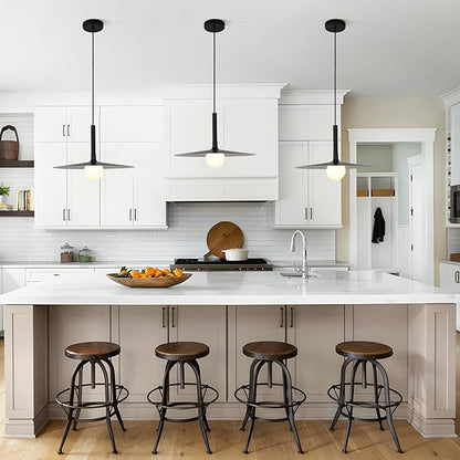 KCO Lighting Black Farmhouse Dome Pendant Light Retro Industrial Barn Pendant Lighting Modern Glass Globe Hanging Lamp Ceiling Light Kitchen Island Pendant Light Fixture (Black)