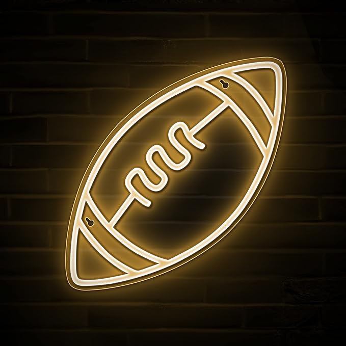 Lumoonosity Football Neon Sign - Football Neon Light for Boys’/Teens’ Bedroom, Game Room, Bar, Wall, Football Room Decor - Football Led Signs for Fans - Cool Sports Decor Signs - 15.8 x 8.3-inch