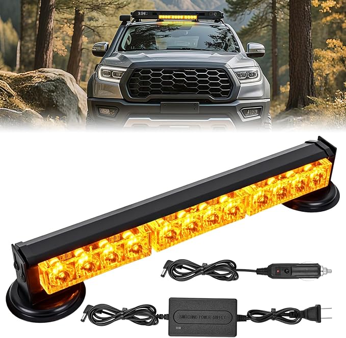 Nilight 12LED Wireless Emergency Strobe Light Amber 14 Inch Magnetic Mount Mini Light Bar 12V Rooftop Powered Hazard Warning Flashing Lights for Car Truck Trailer Snow Plow Construction Vehicles