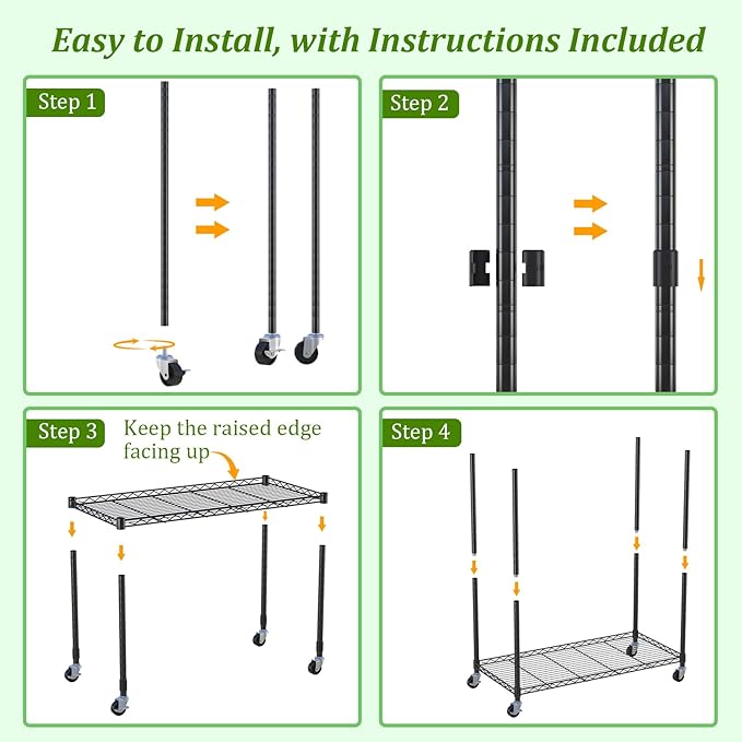 Plant Shelf with Grow Light, DIY 6-Tier Plant Stand with Grow Light, Adjustable Rack and Wheels, 8 Pack 24" 192W T8 Full Spectrum Grow Lamp for Indoor Plants, Seed Starting, Vegetable, 29"x13.5"x73.5"