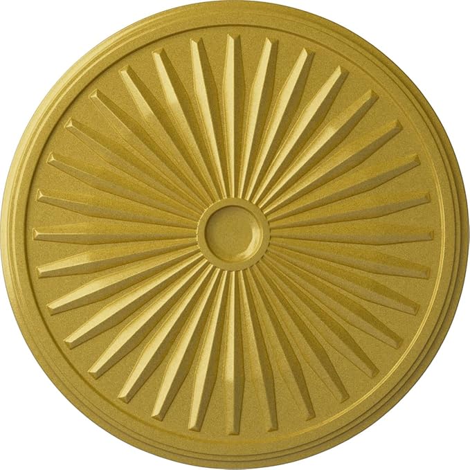 33 1/8"OD x 3 1/2"ID x 1 3/8"P Leandros Ceiling Medallion (Fits Canopies up to 5"), Hand-Painted Rich Gold