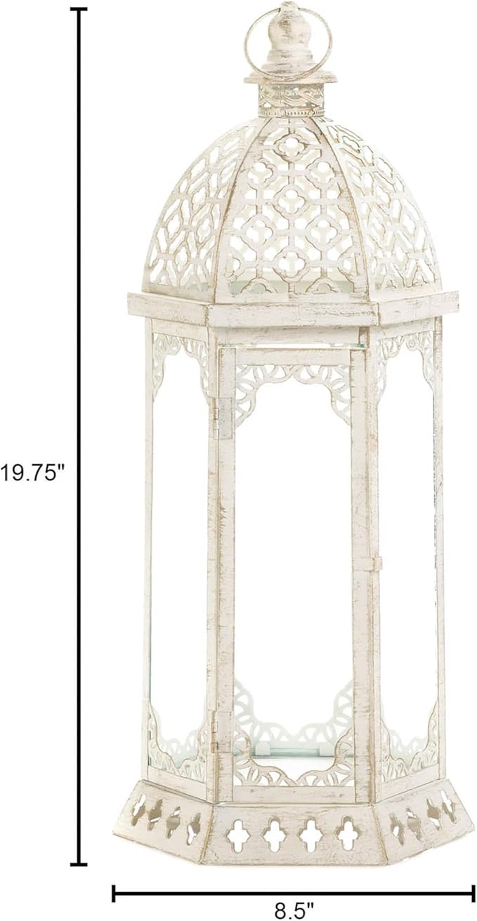 Zingz & Thingz Fancy Antique Style Candle Lantern Holder, Decorative Light Home Decor, 19.75" Tall, Graceful Lantern