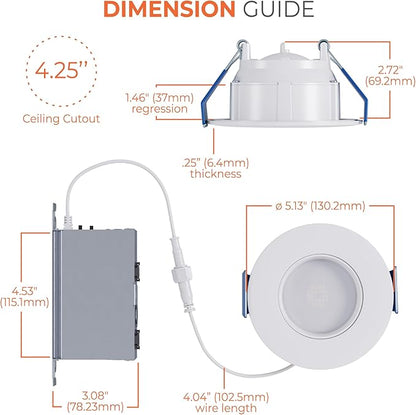 HALO RA 4 in Canless LED Recessed Downlight with Adjustable Gimbal, Selectable Lumens and Selectable Color Temperatures, Dim-to-Warm Technology, Damp Location Rated - RA4LS9FSD2W1EWHDM