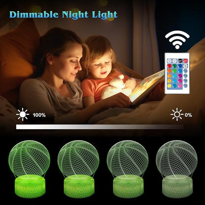 Basketball Night Light Gifts for Kids,3D Illusion16 Color Change Decor Bedside Lamp with Remote and Smart Touch,Gifts for Christmas Birthday Boys Men Girls