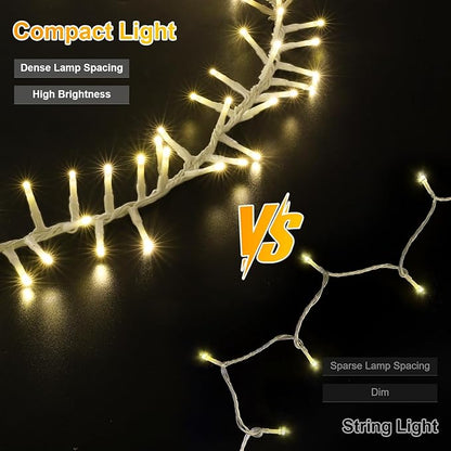 LAMPHOME 500 LED String Lights - 46ft 500LED Outdoor/Indoor Plug-in Twinkle Fairy Lights with 11 Modes - Warm White