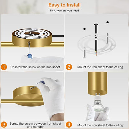 Plug in Track Lighting, LED Track Lighting Fixtures Ceiling, Gold 6-Light Kitchen Light Kit, Plug in Wall Light with 14.8ft Power Cord, Rotatable Ceiling Spotlight for Bedroom(GU10 Socket, NO Bulb)