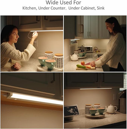 Leetdud Under Cabinet Lighting Plug in or Hardwired Built-in Dimmer, 32 Inch 16W, 5CCT 2700/3000/3500/4000/5000K, Linkable Counter Lights for Kitchen, ETL Dimmable LED Light Fixture, White