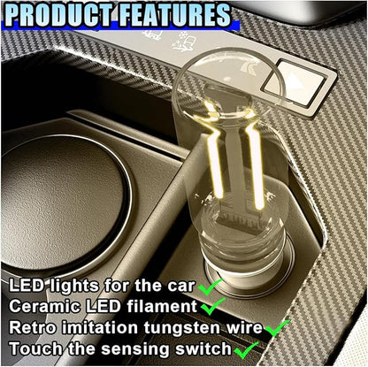 USB LED Car Interior Atmosphere Light, Portable Mini Ambient Light Retro Car Lamps, Plug-in USB Touch Control LED Night Light Auto Interface Charging Lamp for Cars Hallway Bedroom (Warm color)