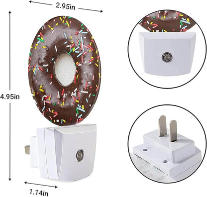 EKOBLA Donut Plug-in Night Light, Chocolate Dessert Snack LED Nightlight for Kids, 0.5W for Stairway, Hallway & Bedroom