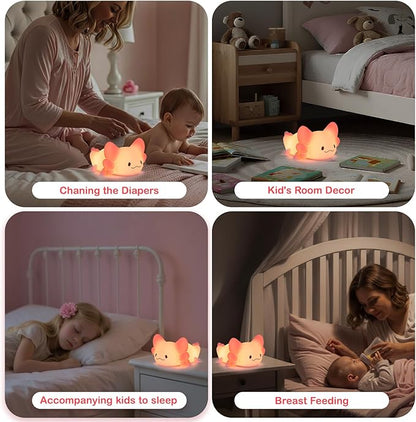 Tremdwoto Axolotl Night Light, 7 Colors Changing Cute Night Light for Kids with Dimmable & Timer,Lovely Rechargeable Novelty Nursery Light,Baby Room Decor,Axolotl Gifts for Girls and Boys