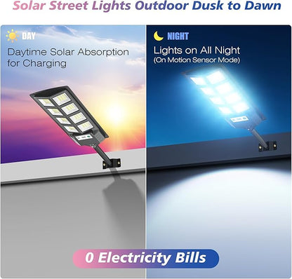 WYWNA Solar Lights Outdoor, 6000K LED Solar Lights Outdoor Waterproof, Solar Flood Lights Outdoor with Motion Sensor and Remote Control, Solar Street Light Dusk to Dawn 2-Pack