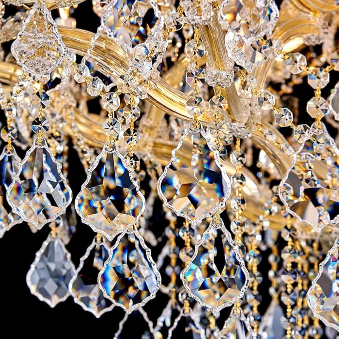 Large Gold Modern Crystal Chandelier Light Fixtures - 24 Lights, Maria Theresa Crystal Pendant Light Foyer Chandelier Fixtures for Staircase Hallway Living Room Entryway