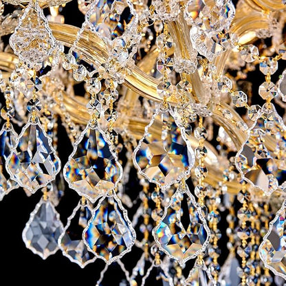 Large Gold Modern Crystal Chandelier Light Fixtures - 24 Lights, Maria Theresa Crystal Pendant Light Foyer Chandelier Fixtures for Staircase Hallway Living Room Entryway