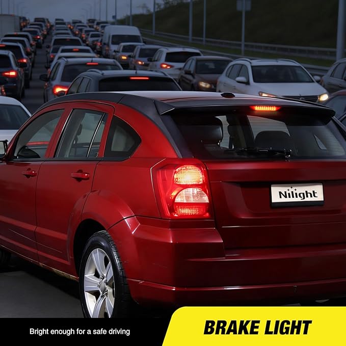 Nilight Third Brake Light Tail High Mount 3rd Stop Lights Red Lens for Dodge Caliber 2007-2012 Durango 2011-2017 Jeep Cherokee 2011-2017 Compass 2007-2016 Van SUV Rear Center Cab Lamp