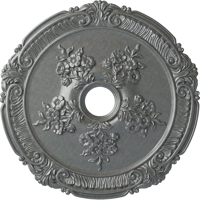 26"OD x 3 3/4"ID x 1 1/2"P Attica with Rose Ceiling Medallion (Fits Canopies up to 4 1/2"), Hand-Painted Platinum