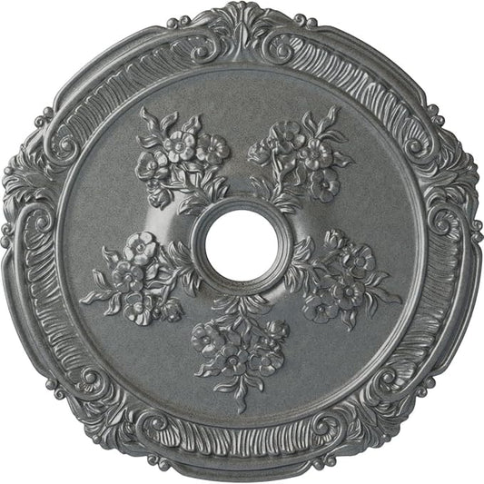26"OD x 3 3/4"ID x 1 1/2"P Attica with Rose Ceiling Medallion (Fits Canopies up to 4 1/2"), Hand-Painted Platinum