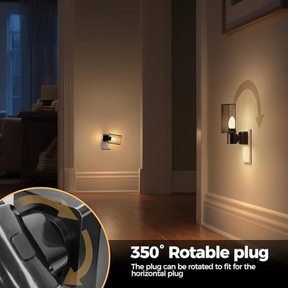 DORESshop LED Night Light Plug in, Night Lights Plug into Wall, Dusk-to-Dawn Sensor, Vintage Farmhouse Decor, 3 Level Brightness Adjustable, Dimmable Nightlights for Adults, Bathroom, Hallway