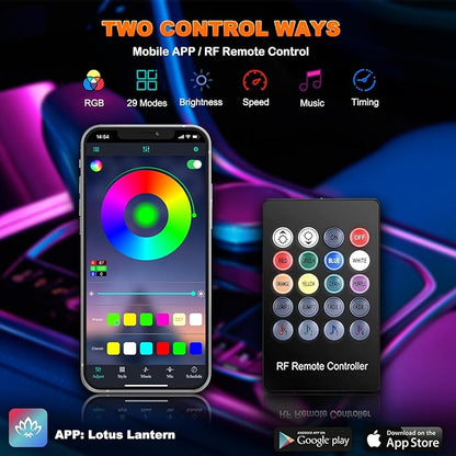 Jushope Interior Car LED Strip Lights with Wireless APP and Remote Control, RGB 5 in 1 Ambient Lighting Kits with 236 inches Fiber Optic, 16 Million Colors Car Neon Lights, Sync to Music
