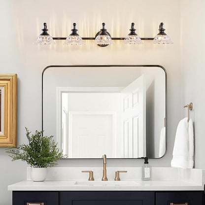 XIEDUN 37.4" 5 Light Vanity Light for Bathroom (Exclude G9 Bulb) Black Vanity Lights for Bathroom