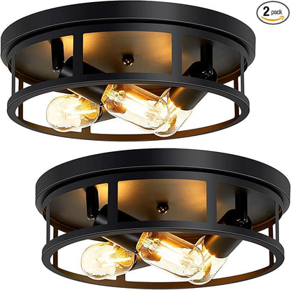 SKEJAO Ceiling Light Fixture,Black Flush Mount Ceiling Light,13 Inch Hallway Light fixtures Ceiling,Light Fixtures Ceiling Mount for Farmhouse,Kitchen (2, 13 inch)