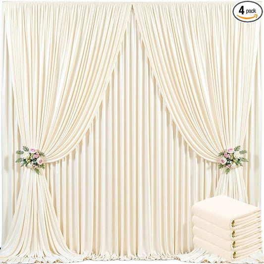 4 Panels Champagne Backdrop Curtain for Baby Shower Wrinkle Free 20ft x 10ft Backdrop Drapes Panels for Parties Wedding Bridal Shower Birthday Photo Photography Fabric Background Decoration