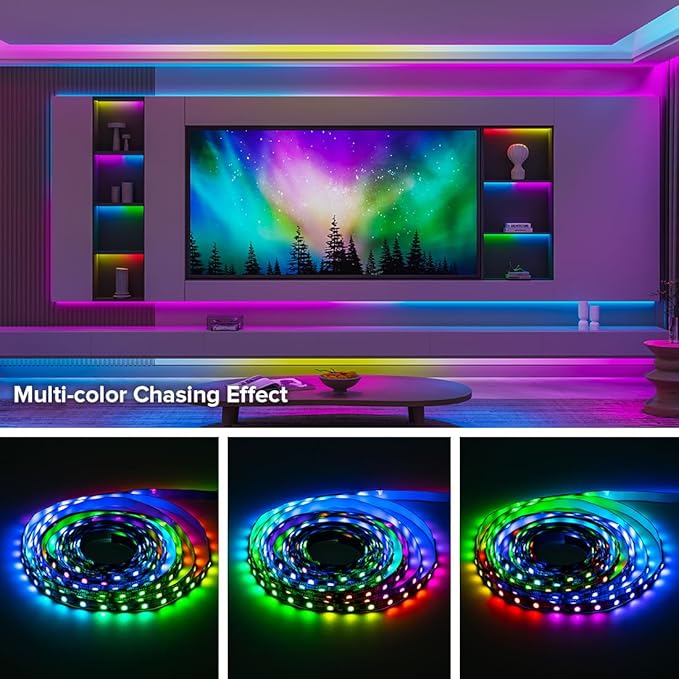 BTF-LIGHTING WS2811 IC=RGB+IC Addressable Color RGB LED Strip,16.4FT 30LED/m 10Pixels/m,IP67 Black PCB,UL Listed,Flexible DC12V Chasing Effect for Indoor Home Decor(No Adapter or Controller)