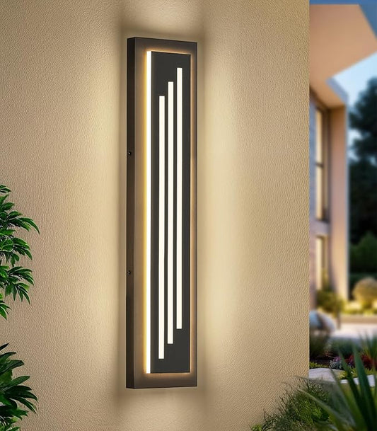 tewei 23.6'' Outdoor Wall Lights Modern Black LED Outdoor Wall Sconce, Large Long Exterior Lighting Fixtures, 3000K Waterproof Front Porch Lights Outside Lights for House, Garage, Indoor, 1 Pack