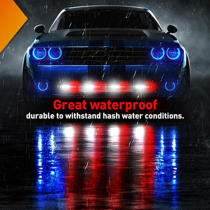 Nilight 6LED Emergency Strobe Lights 4PCS Ultra slim Surface Mount Hazard Caution Light bar 12-24V Sync Feature Warning Flashing Light kit for Truck Car Vehicle ATV SUV UTV Red and White
