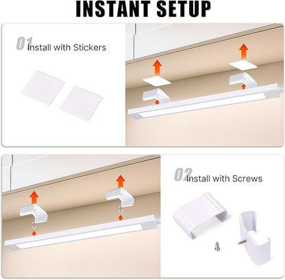 2 Pcs 14inch Plug in Under Cabinet Lighting for Kitchen, 6500k Bright White LED Under Counter Wired Lights for Shelf/Bookshelf/Workbench/Over Sink Linkable 110V LED Light Bar