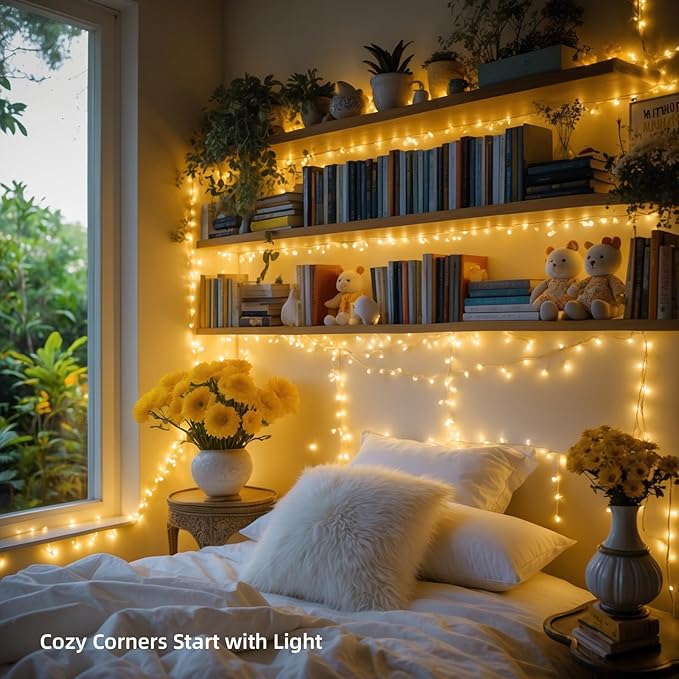 Etinga 100 LED String Lights 33ft Warm White, Plug in Fairy Lights with 8 Lighting Modes, Indoor Outdoor Christmas Lights for Bedroom Tree Yard Patio Wedding Holiday Decor (Warm White, 100 LED 33ft)