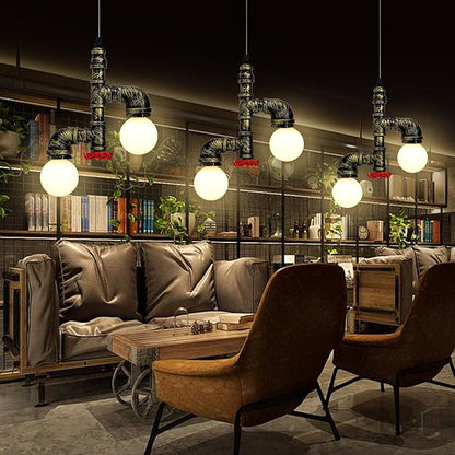 Kawell Vintage Pendant Light Fixtures Industrial Retro Ceiling Chandelier Creative Water Pipe Hanging Light Fixtures Art Deco Iron E26 60W Max for Bedroom Cafe Bar Restaurant Kitchen, Bronze Color