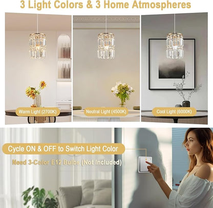 Rose Gold Pendant Lighting Modern Pendant Light, Mini Island Lights for Kitchen, Adjustable Pendant Lights for Kitchen Island Dinning Room Bedroom (3 Pack)