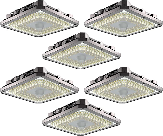 Lightdot 6Pack 150W Garage Led Ceiling Lights, Large Coverage 22500LM Canopy Lights Outdoor LED for Garage Carport Entrance Porch Barn 5000K, 100-277V IP65 Waterproof, ETL Listed